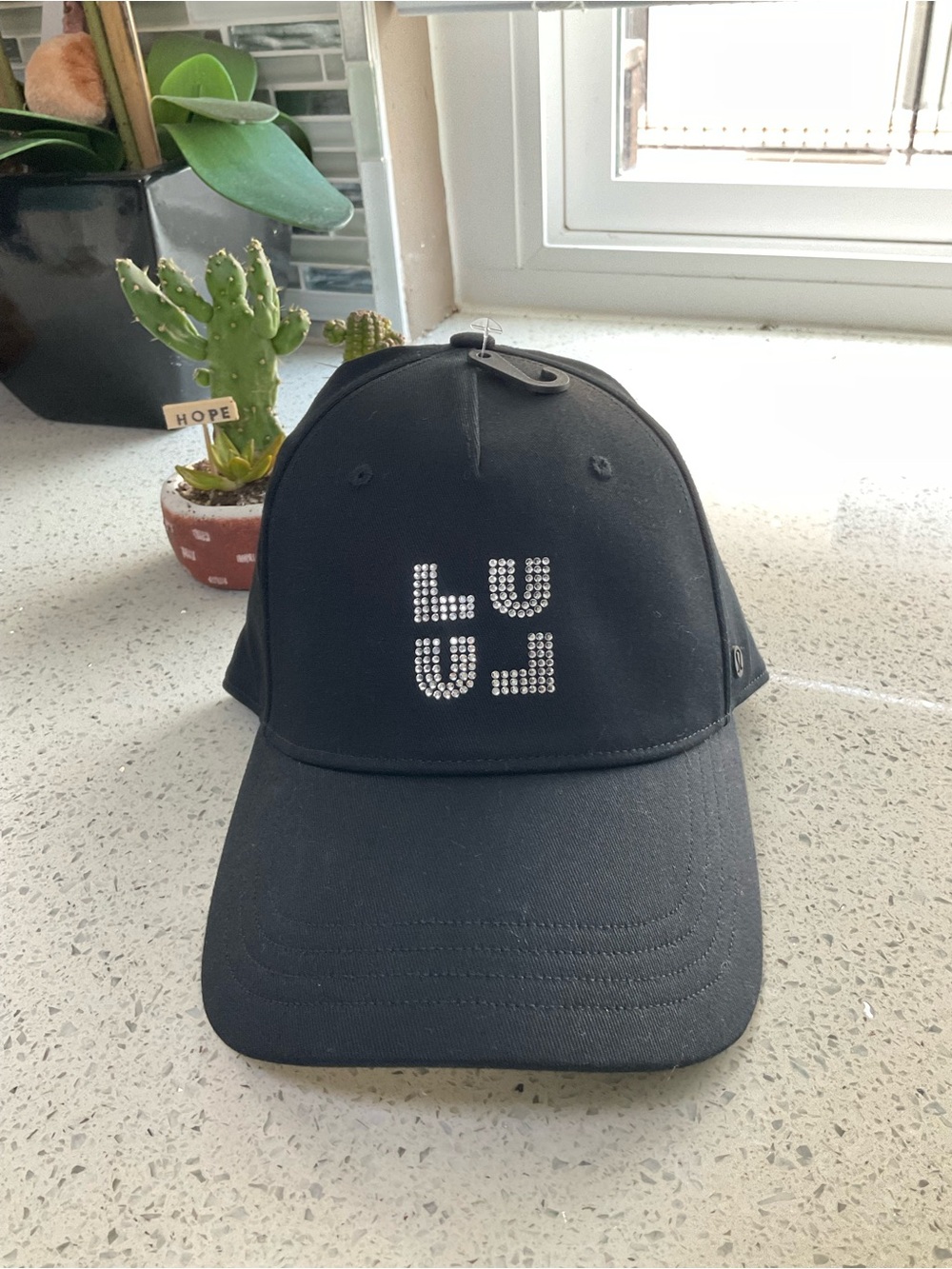 lululemon athletica Black Baseball Cap with Silver Rhinestone Logo